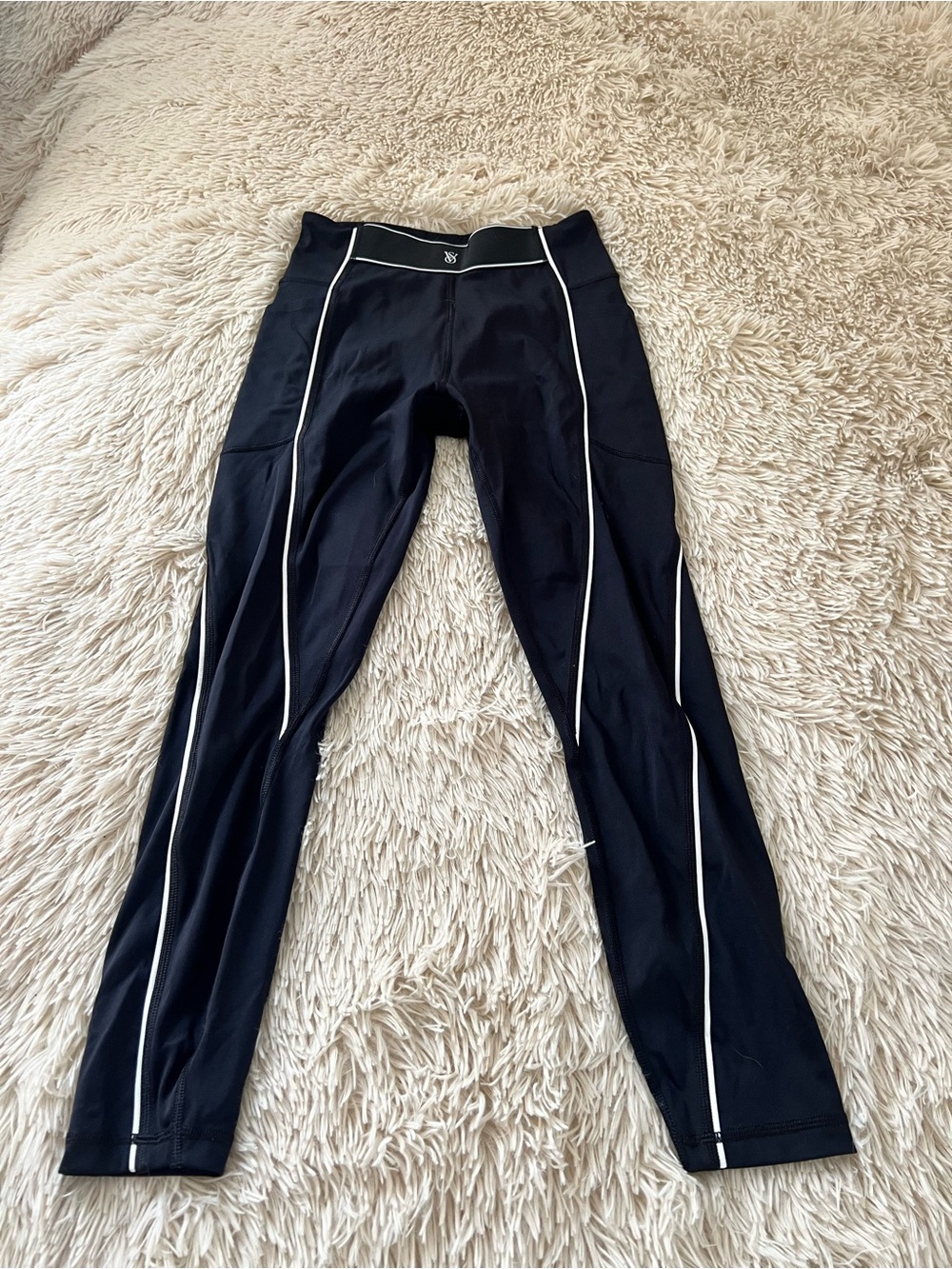 Victoria's Secret Black Leggings with White Piping